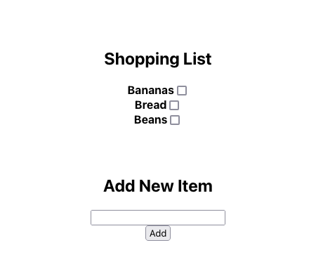 Example shopping list application