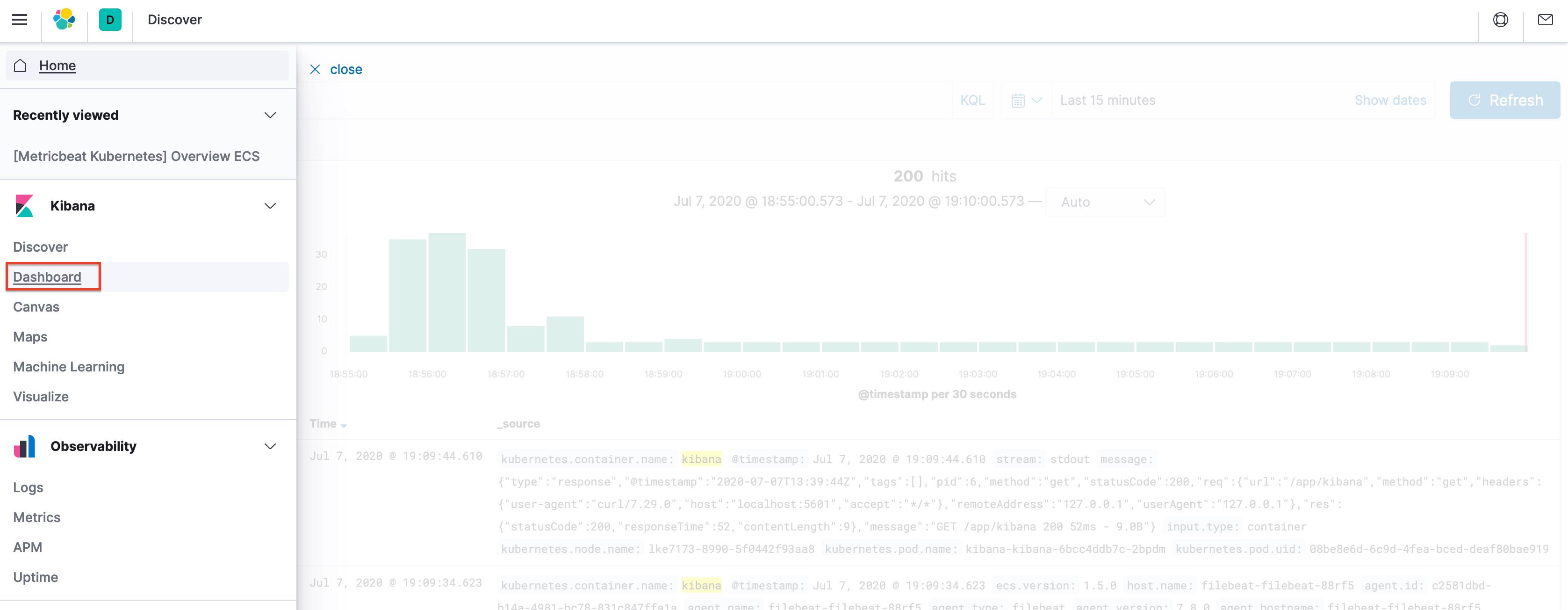 Kibana Dashboards Link